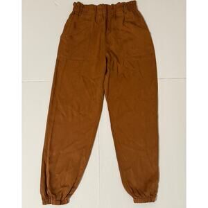 Easel Elastic Waist Tencel Jogger Pants, Caramel Brown, Size M